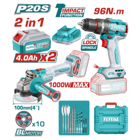 20V震動電鑽砂輪機-雙4A套組 - X129810
