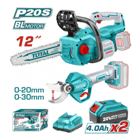 20V 12''鏈鋸機+果樹剪組套-雙4.0Ah - X230703