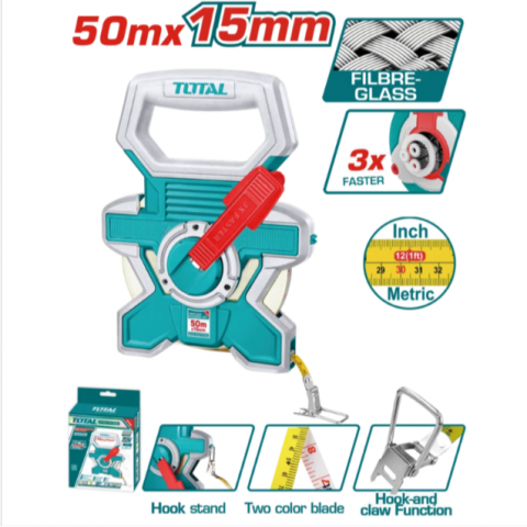 纖維布捲尺 三倍速 公制/英制 50M*15mm - YF18506